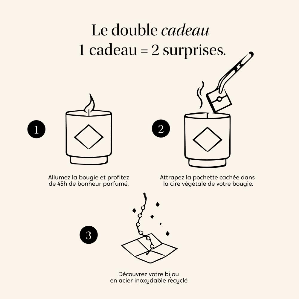 MY JOLIE CANDLE - Bougie bijou parfumée Fleur de Cerisier - Bracelet surprise Doré - Cadeau parfait pour Noël et anniversaire - Cire à base végétale - Made in France