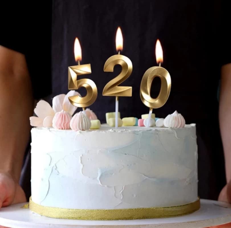 Image of Number 2 Cake Candles for 2nd Birthday /Anniversary Celebrations Party | Cake Decoration | Color - Gold