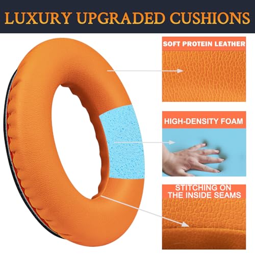 Image of SoloWIT Protein Leather Earpads Cushions for Bose Headphones, Replacement Ear Pads for Bose QuietComfort 15 QC15 QC25 QC2 QC35 /Ae2 Ae2i Ae2w /SoundTrue & SoundLink Around-Ear Series - Orange