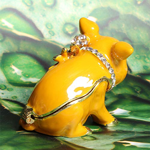 Waltz&F New Golden Pig With Bowknot Handcrafted Pewter Trinket Box Animal Figurine Hinged Jewelry Box #TOP4