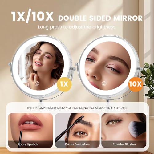 Espejo para maquillaje con luz y aumento 10x, 8 pulg. miniatura 3
