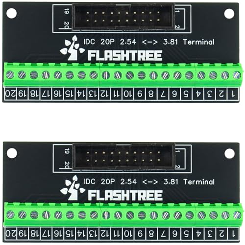Placa IDC de 20 pines (2x10) de 2,54 mm a terminal de 3,81 mm negra, juego de 2 piezas