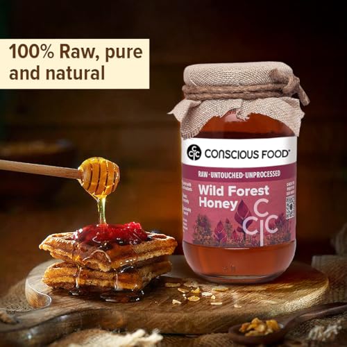 Image of Conscious Food Wild Forest Honey | 500g | 100% Raw, Pure and Natural | Unprocessed & Unpasteurized Honey | Value Pack