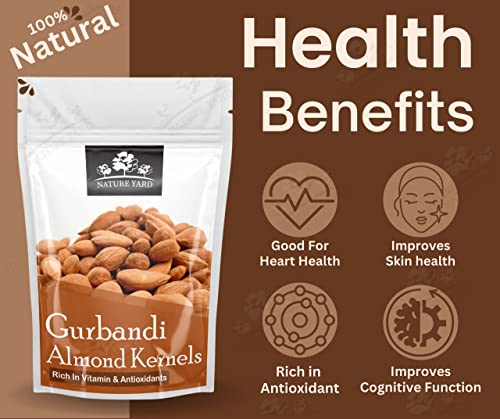 Image of NATURE YARD Orignal Afghan Gurbandi Whole Almond /Badam Giri Rich In Oil 100 G - 100% Pure & Natural - 100Gm