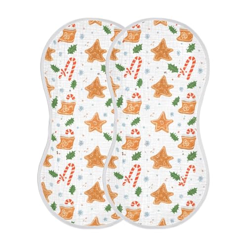 2 Pack Baby Burp Cloths, Soft Absorbent Burping Cloths for Babies, Cotton Milk Spit Up Rags, Large Size for Newborns, Baby Boys and Girls (Gingerbread Joy Pattern)2
