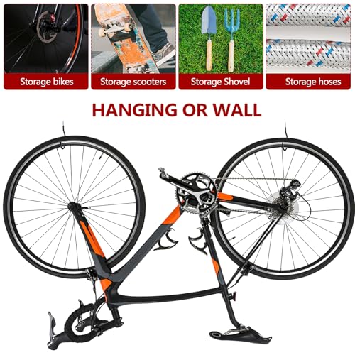 8 Fahrradhaken, Wandhaken Garagenhaken, Fahrradhalter Schraubhaken Groß, Decke Wandhalterung Schwerlasthaken Wandhaken zum Schrauben mit Beschichtung für Garage Garten Werkzeug Leiterhaken (schwarz)