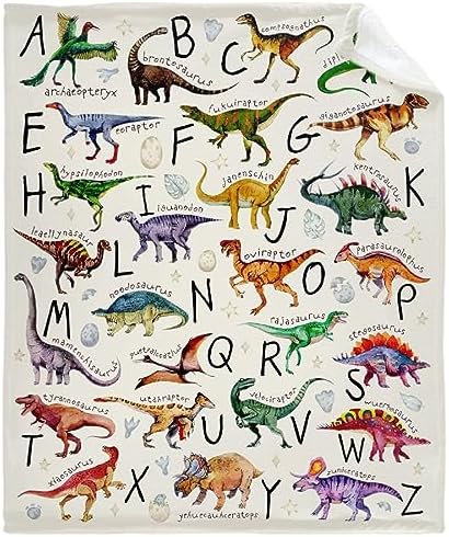 JOCASA Dinosaurs Alphabet Blanket Gifts Flannel Lightweight Soft Cozy Blankets Trows Bedding Kids Adult Couch Sofa Bedroom Camping Travel Girls Boys 40″x50″ for Kid