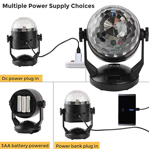 Sound Activated Party Lights with Remote Control, Battery Powered/USB Portable RBG Disco Ball Light, Dj Lighting, Strobe Lamp 7 Modes Stage Party Supplies for Home Room Dance Parties Birthday Karaoke