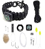Last Man Survival Gear Paracord Kit Bracelet, Large (7-Inch-by-8.5-Inch), Black With Compass