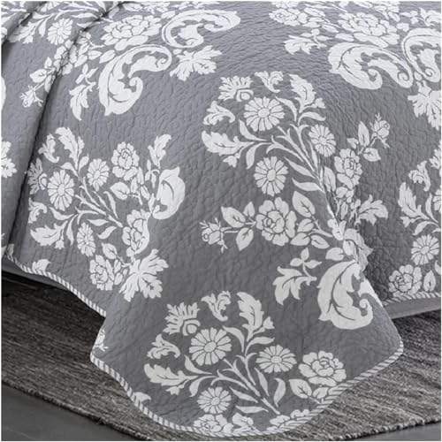 Parure de lit couvre-lit imprimé uni en coton avec couverture Queen Size