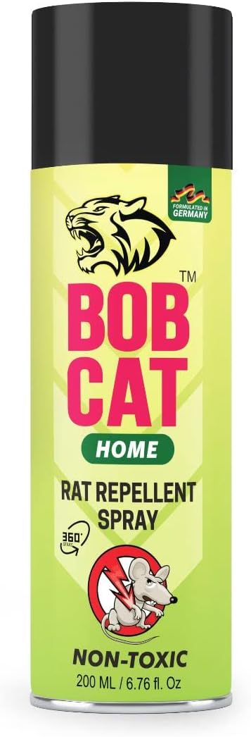 BOB CAT 2X Advanced Rat Repellent Spray | Non-Toxic Formula | Protects Cars, Homes, Garages & Warehouses from Rats | Long-Lasting Anti-Rat Coating | Pack of 1 (200 ml)