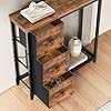 YATINEY Tavolo Consolle Ingresso Stretto con 3 Cassetti in Tessuto, Tavolo da Divano con 2 Ripiani Portaoggetti, Tavolo Console Industriale per Ingresso, Soggiorno, Corridoio, Marrone Vintage XCT13BR #4