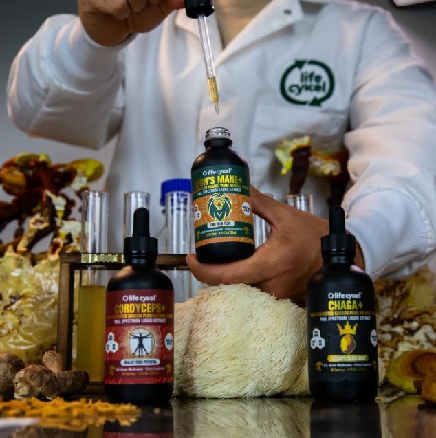 Miniatura 9 de Life Cykel This is It Pack - Extracto de hongos Chaga, melena de león y Cordyceps - Tintura de hongos de espectro completo para energía, claridad