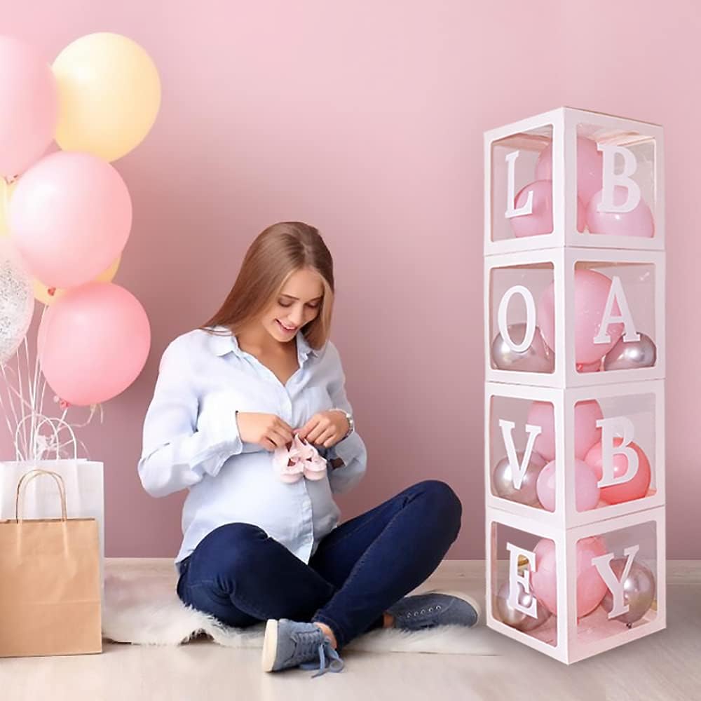 Bunny Chorus 68 Pcs Baby Shower Decorations, Balloon Boxes Set with 4 Boxes 16 Letters 48 Colorful Balloons, Baby Shower Decorations for Boy Girl, Gender Reveal Decorations, Birthday Party Supplies