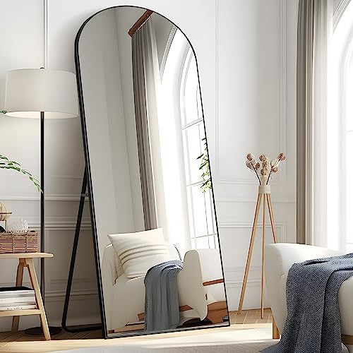 Image of PexFix Arched Full Length Mirror Arched Wall Mirror Floor Mirror with Stand Contemporary Full Length Mirror with Black Wood Frame,71''x28'' (USAM019)