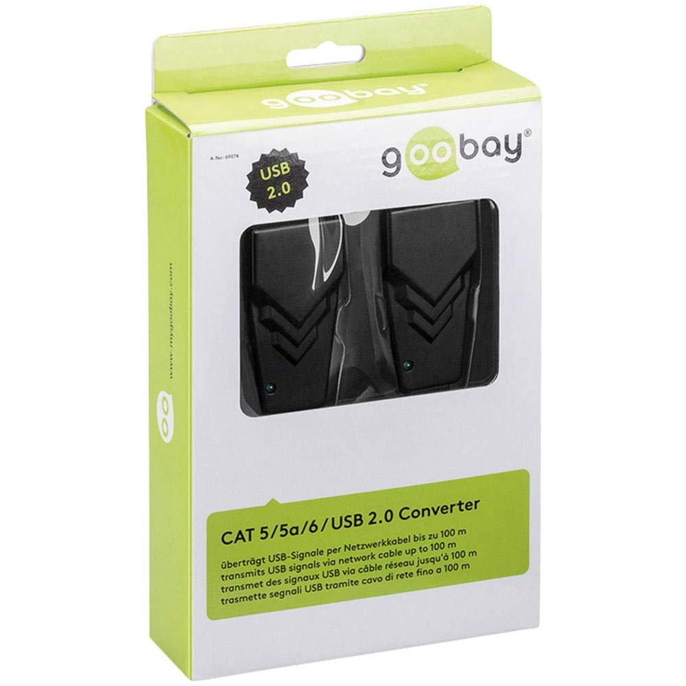 Goobay Convertisseur CAT 5/5a/6/USB 2.0 - transmet des signaux USB via câble réseau jusqu'à 100 m