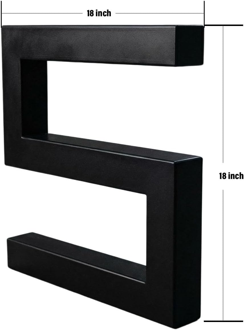 Orgerphy 18" S-Shaped Iron Table Legs Set of 2, Reversible Installation, Matte Black Industrial Furniture Legs for Coffee Table, Bench Legs, Desk Legs (18 Inch)