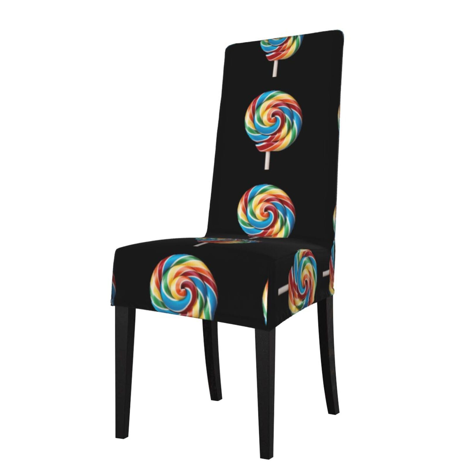 Hjfczh Black Lollipop Prints Dining Chair Throw Covers – Stretchy Spandex Furniture Layers For Refreshing Your Space - No Ironing Needed