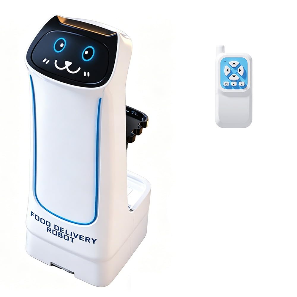 BOSTEU Food Delivery Robot Toys with Remote Control, Light & Music, Detachable Tray for Kids