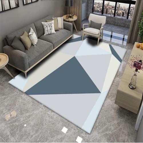 Tapis de chambre et salon géométrique gris-bleu 180X280CM