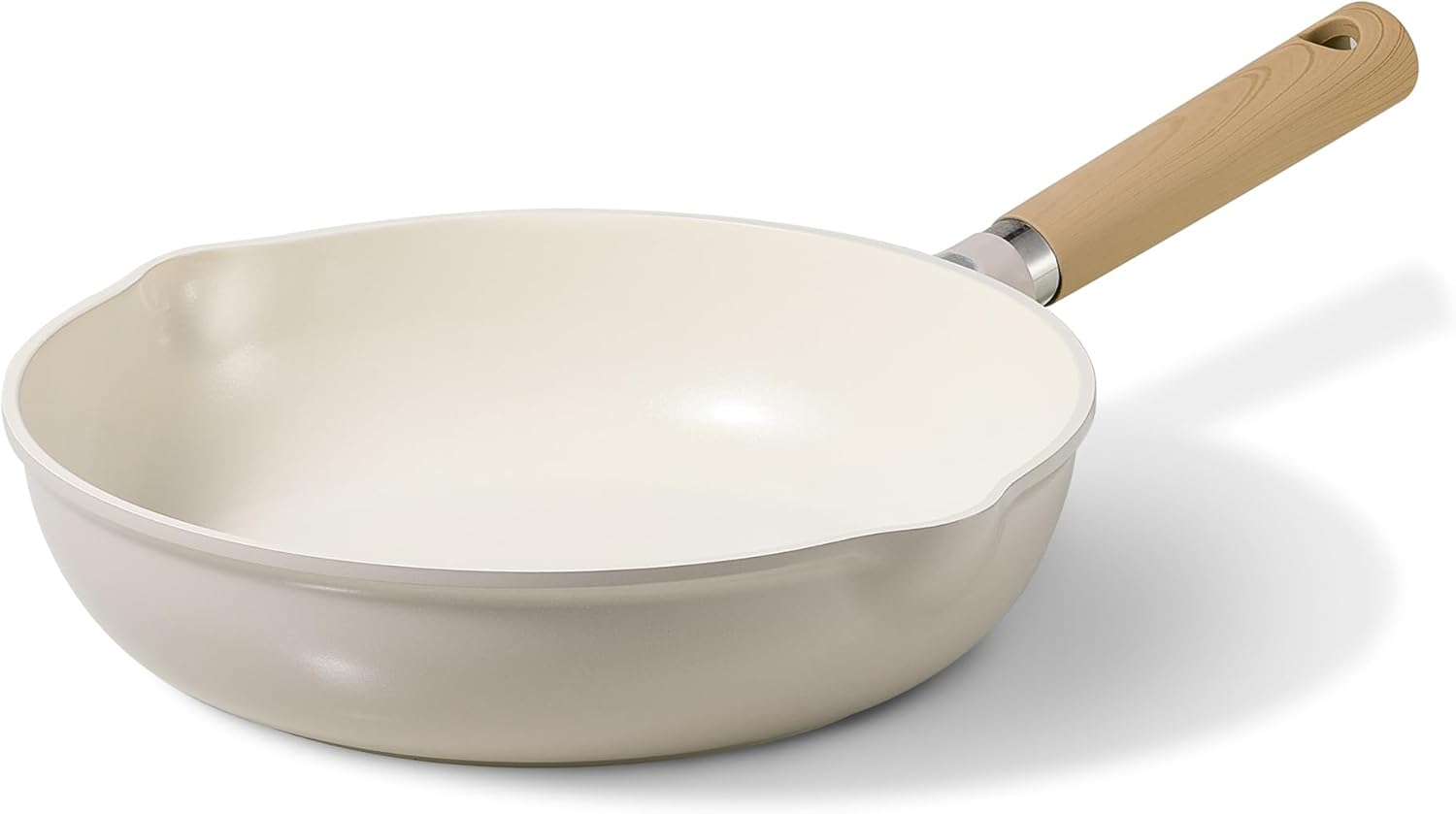 CAROTE 10" Ceramic Frying Pan Skillet, Non Stick Skillet Chef's Pan, Healthy &amp; PFOA/PFAS Free, Induction-Compatible, Taupe