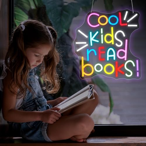 Image of Neon Sign, JGHTURIE Read Books Neon Signs for Wall Decor, Led Lights Signs for Classroom Office Library Bookshop Study Room Decor, USB Powered
