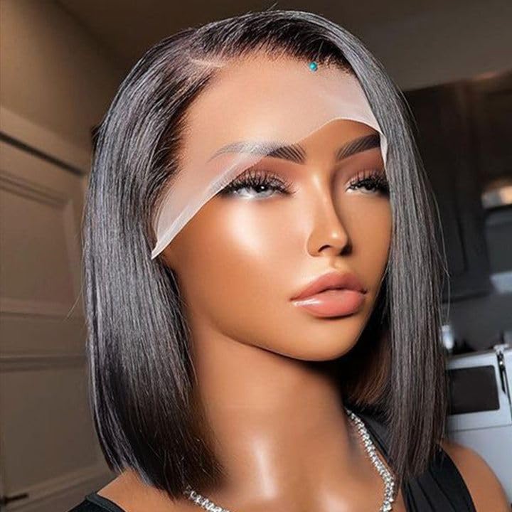 TOOCCI 10a Short Bob Human Hair Wig for Women,Straight Lace Front Wigs Human Hair,Brazilian Real Hair Lace Frontal Glueless Wig (AK13x4 lace front Bob wig human hair - Image 3
