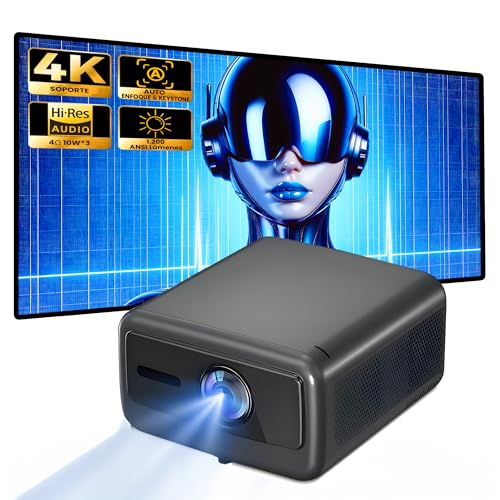 Proyector 4K, Seelumen FH1000, 1200 ANSI Lúmenes El más Luminoso en LCD, AndroidTV, Fullhd Nativo, Cine en Casa 300', Bluetooth 5.0, Altavoces 10W (FH1000)