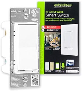 Enbrighten Z-Wave Smart Rocker Light Switch with QuickFit and SimpleWire, 3-Way Ready, Works with Alexa, Google Assistant, ZWave Hub Required, Repeater/Range Extender, White & Light Almond, 46201