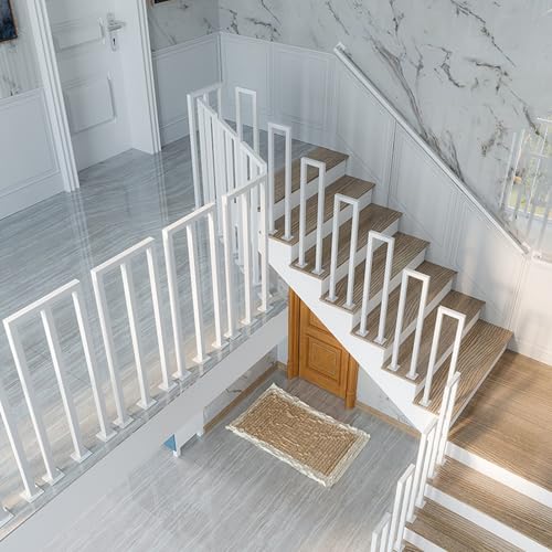 Rambarde d'escalier en U blanche pour sécuriser les marches intérieures unies - 4