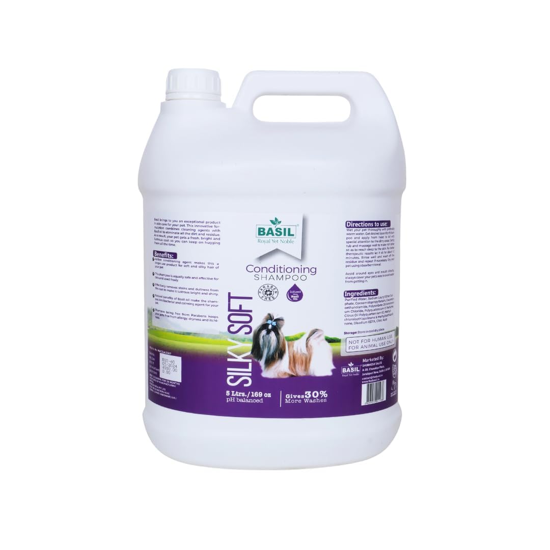 Basil Moisturising Shampoo for Kittens, Dogs & Puppies Deep Cleansing, Skin Friendly, Freshening Fragrance, Mild on Skin & Paraben Free - 5000 ml (Anti Dandruff) (B089558FXT) Amazon Price History, Amazon Price Tracker