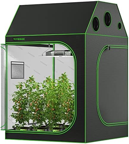 VIVOSUN R556 5x5 Grow Tent, 60"x60"x72" Roof Cube Tent with Observation Window and Floor Tray for Hydroponics Indoor Plant for VSF6450