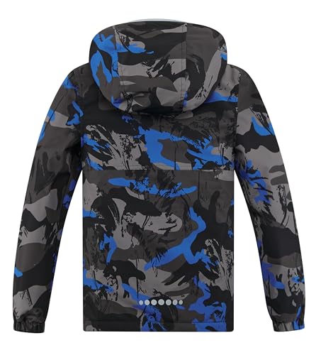 Image of Boys Girls Rain Jackets Waterproof Hooded Fleece Raincoats Lightweight Windbreakers for Kids