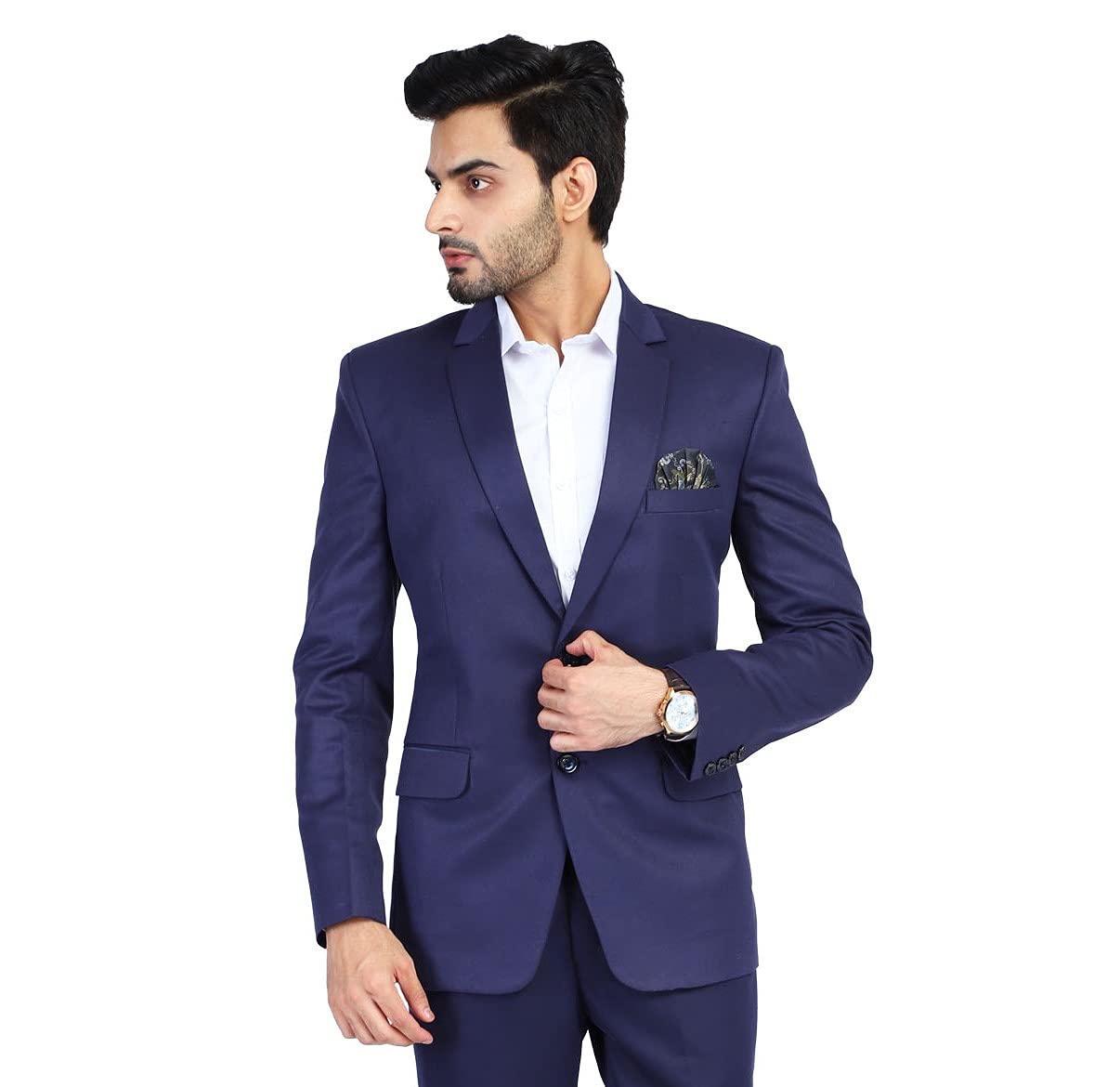 Men Notched Lapel Blazer with Hanky-image-30