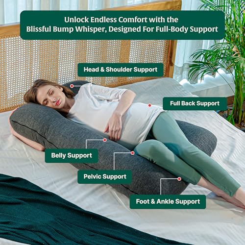 Image of The White Willow Pregnancy Pillow for Pregnant Women-Maternity Pillow for Pregnancy Sleeping-C Shape Pillow for Sleeping-Pregnancy Pillow for Women-Belly Support Pillow-Gift for Expectant Mother-Grey
