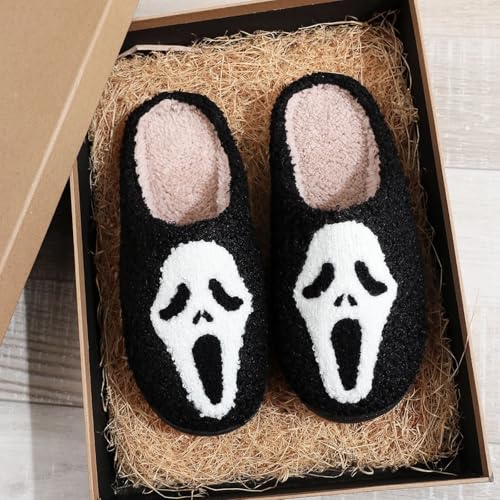Cotton Slippers Halloween Ghost Face Horror Skull Indoor Novelty Warm Anti-Slip Soft Comfy Spooky Multicolor Gift2