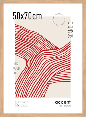 accent by nielsen Scandic - Oak Wooden Picture Frame - 50x70cm with Float Glass – Modern Scandinavian Design