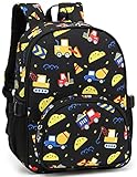 Kids Backpack Boys Girls Preschool Backpacks Toddler Bookbag Kindergarten Daycare Nursery School Bag with Chest Strap (Truck Black)