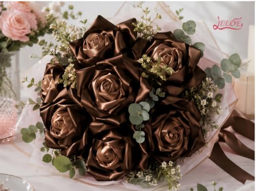 Image of Double Face Brown Satin Ribbon 1-1 /2 inch X 25 Yards Polyester Brown Ribbon for Gift Wrapping Very Suitable for Weddings Party Hair Bow Invitation Decorations and More