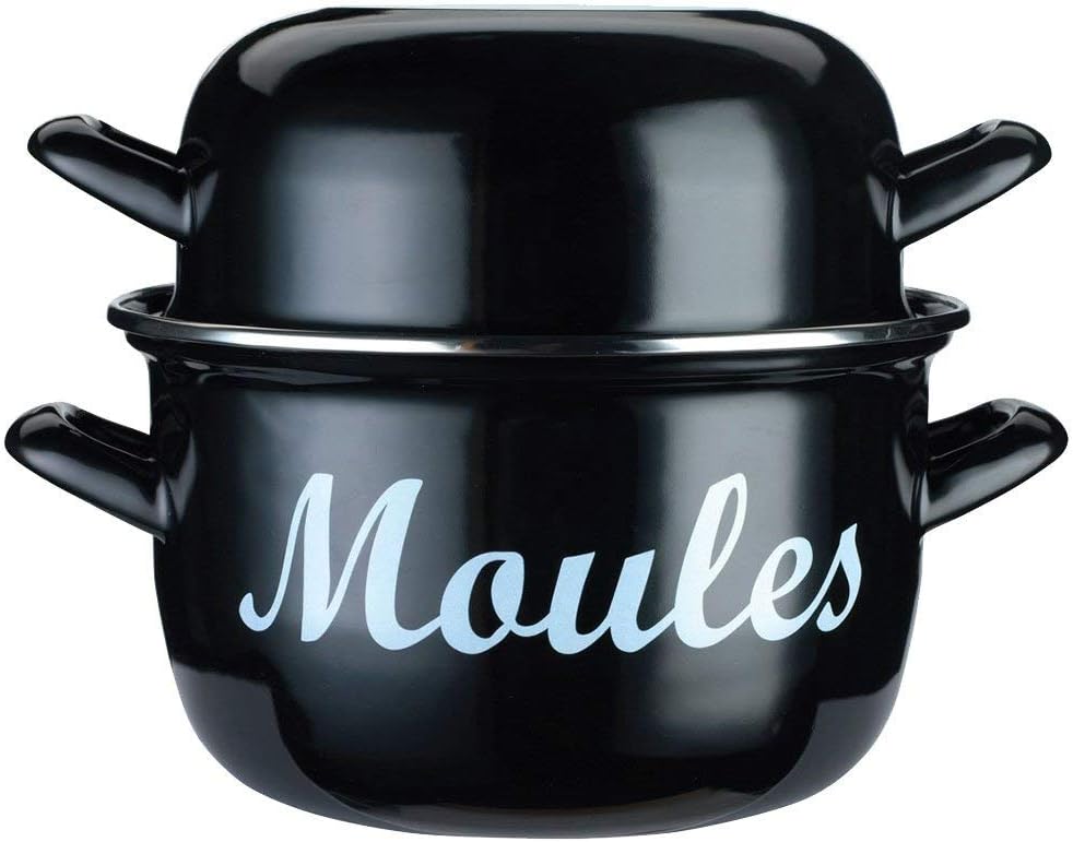 KitchenCraft World of Flavours Traditional Large Mussel Pot, Enamel, 25 cm, 5.5 L