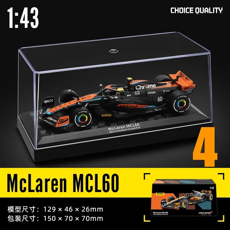 Image of Mc Laren F1 Team MCL60 Diecast Model Car, 1:43 Scale, #4 Lando Norris, 2023 Australian Grand Prix, with Display Case