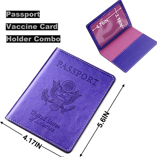 Herain Passport Holder, Passport Cover, Passport And Vaccine Card Holder Combo, Passport Case With Vaccine Card Slot Passport Wallet For Women Men, Travel Essentials (Purple) #TOP1