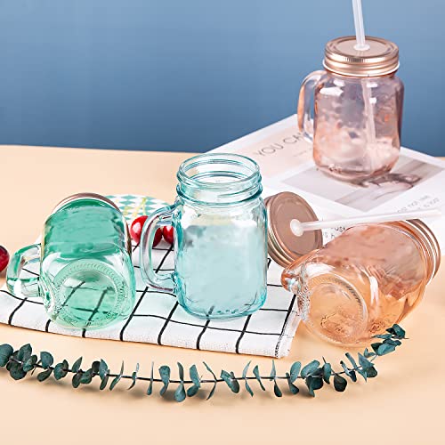 Sunnow Vastto 6 Pack 15 Ounce Chromatic Engraved Glass Jar Mug With Handle And Straw #TOP5