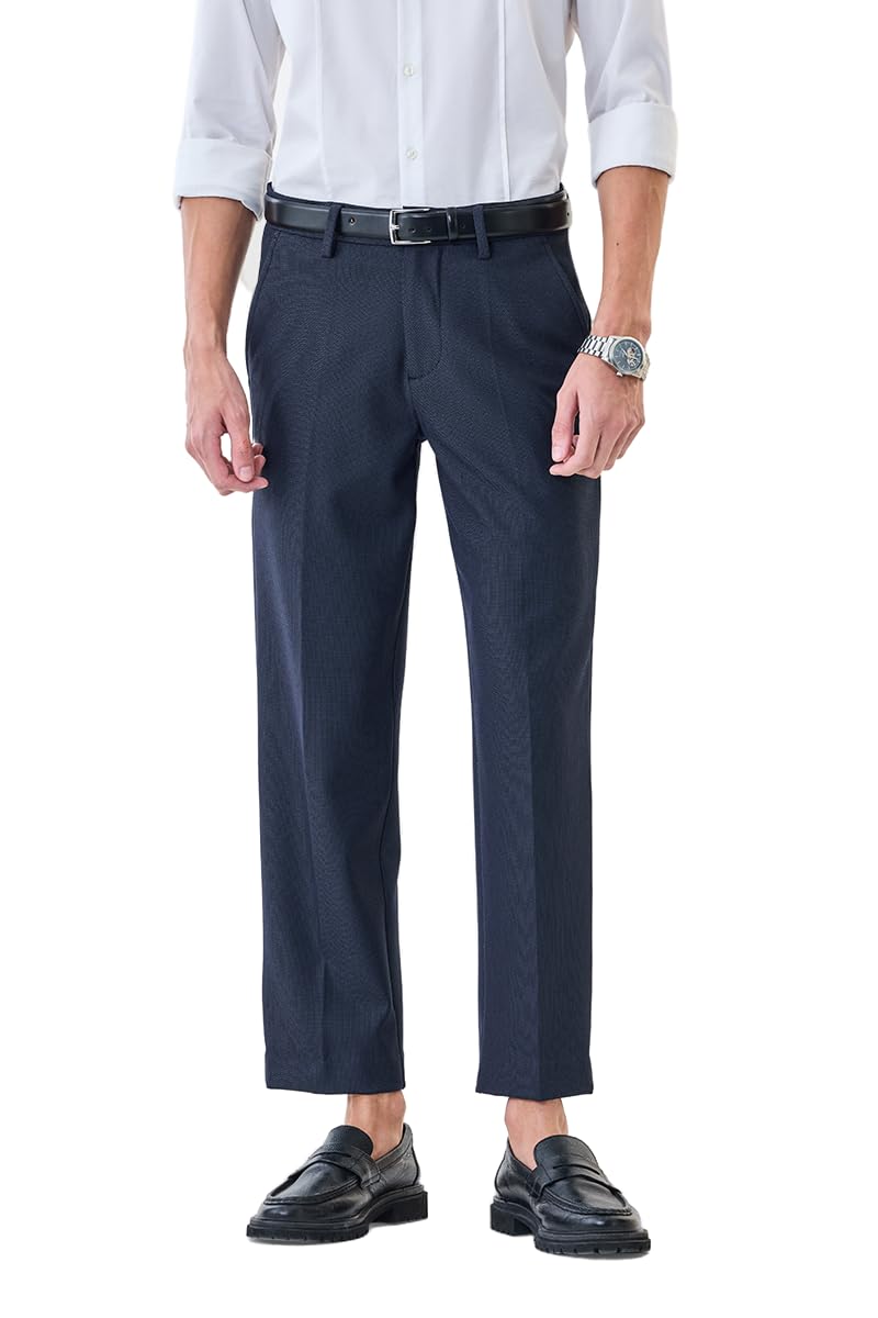 snitch Men Formal Trousers | Regular Fit Mid Rise Self-Design | Premium Polyester Blend with Medium Stretch & Smooth Texture for Office-picture-20
