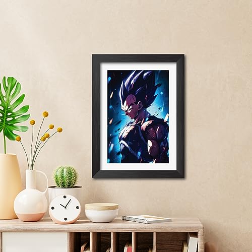 Image of TenorArts Vegeta Poster Dragon Ball Z Anime Laminated Photo Frame Painting with Matt Finish Black Textures (12inches x 9inches)