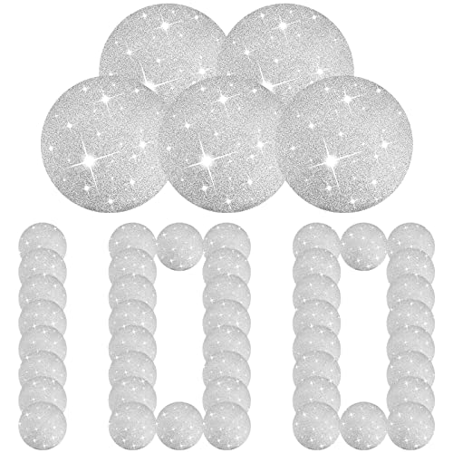 100 Pcs Glitter Paper Placemats Shiny Disposable Table Mats Disposable Placemats Round Decorative Paper Placemats For Dinning Wedding Thanksgiving Day Holiday Party, 15.7 Inch (Silver,100 Pcs) #TOP5