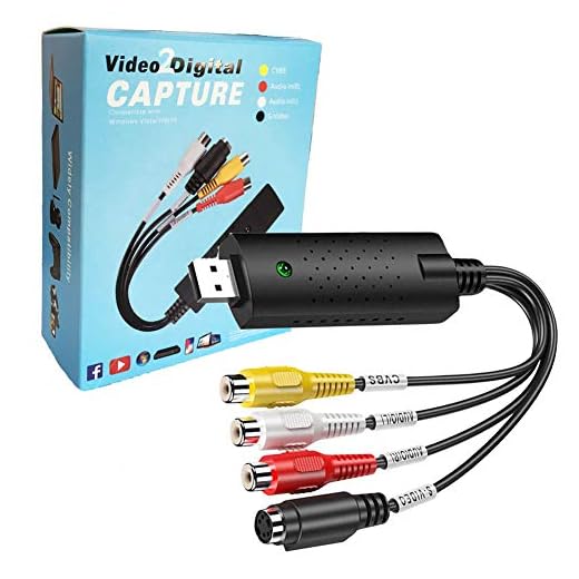 Convertidor de Video y Audio USB 2.0 de Tarjeta con Cable de Transferencia Captura Convertidora VHS VCR TV a DVD Soporta Win 7 8 10 2000 Xp Vista para Pasar Películas, Memoria Viejos al Laptop (1 Pcs)