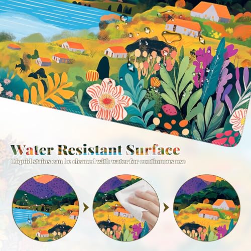 Image of iCasso Large Gaming Mouse Pad (35 inchx16 inch) - Waterproof Desk Mat with Non-Slip Rubber Base & Stitched Edges - Extended Keyboard Mousepad for Computer, PC, Office, Home Workspace (Oil Painting)