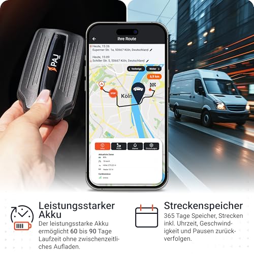 PAJ GPS - Power Finder 4G magnetischer Langzeit GPS-Tracker, Echtzeitortung für Oldtimer, Auto, Fahrzeuge, Boote, Anhänger, LKWs etc, bis zu 90 Tage ohne Aufladen, Alarmbenachrichtigungen per App