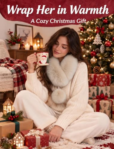 Avidlove Winter Scarf for Women Cold Weather Faux Fur Collar Scarf Fluffy - image 5